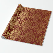 Gold Royal Damask Floral Maroon Burgundy Luxury Geschenkpapier (Ungerollt)