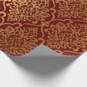 Gold Royal Damask Floral Maroon Burgundy Luxury Geschenkpapier (Ecke)