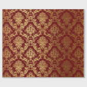 Gold Royal Damask Floral Maroon Burgundy Red Lux Geschenkpapier (Flach)