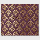Gold Royal Damask Floral Ornament Burgund Barock Geschenkpapier (Flach)