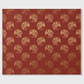 Gold Royal Dragon Fairly King Red Pastel Heraldic Geschenkpapier (Flach)