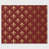 Gold Royal Fior De Lise Heraldic Burgundy Maroon Geschenkpapier (Flach)