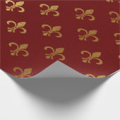 Gold Royal Fior De Lise Heraldic Burgundy Maroon Geschenkpapier (Ecke)