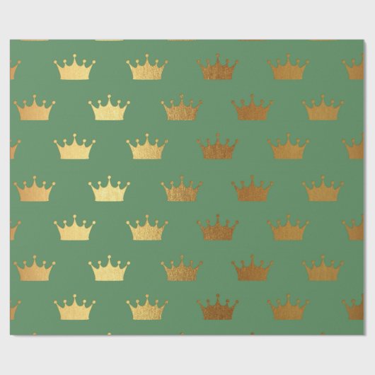 Gold Royal Mint Green King Crown Heraldic Princess Geschenkpapier (Flach)