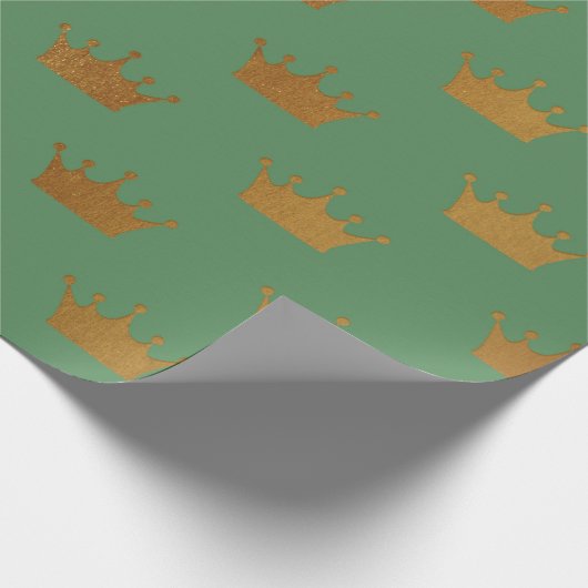 Gold Royal Mint Green King Crown Heraldic Princess Geschenkpapier (Ecke)