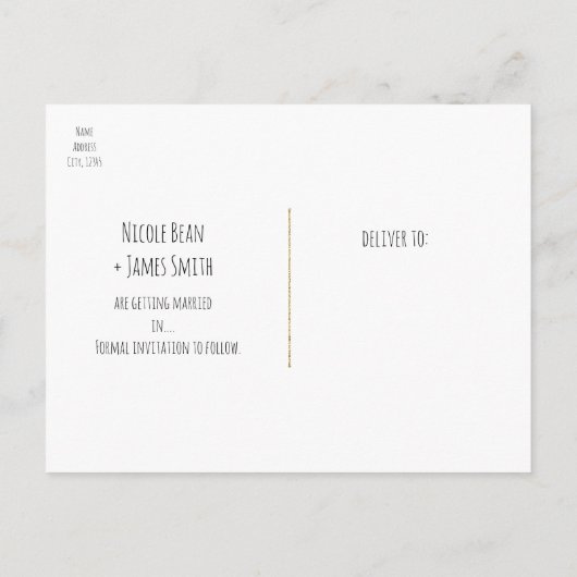 Gold Royal Princess Storybook Carriage Rett Date Ankündigungspostkarte (Rückseite)