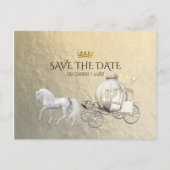 Gold Royal Princess Storybook Carriage Rett Date Ankündigungspostkarte (Vorderseite)