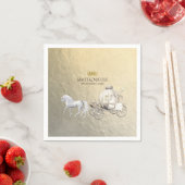 Gold Royal Princess Storybook Carriage & Unicorn Serviette (Beispiel)