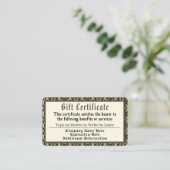 Gold Royalty Geschenkzertifikat Visitenkarte (Stehend Vorderseite)