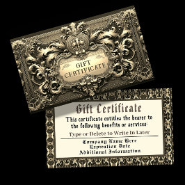 Gold Royalty Geschenkzertifikat Visitenkarte