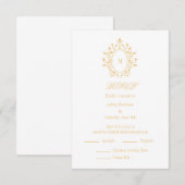 Gold RSVP card Monogram With 2 Entree Choice Begleitkarte (Vorne/Hinten)