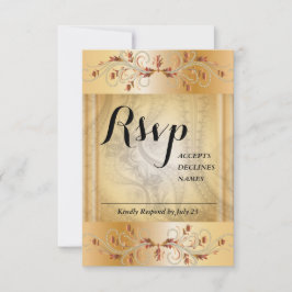 Gold Rsvp-Karte mit Details zur Spitze RSVP Karte