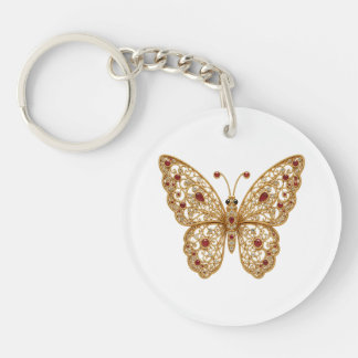 Gold-Rubin-Filigran-Schmetterling-Acryl-Schlüssela Schlüsselanhänger