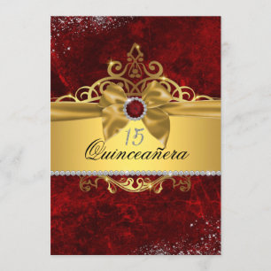 Gold-Rubin-roter Quinceanera-Einladung Einladung