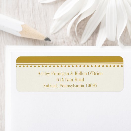 Gold-Rücksendeadresse-Etikett, Caroline-Hochzeit (Insitu)