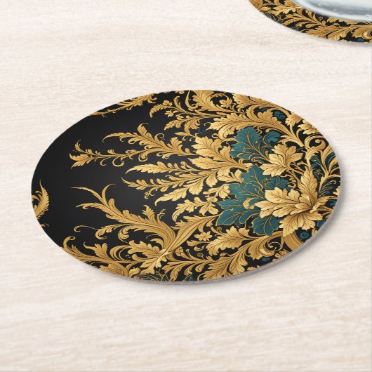 Gold Runder Pappuntersetzer (Angewinkelt)