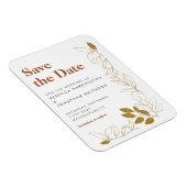Gold Rust Leaf Terracotta Hochzeit retten das Datu Magnet (Rechte Seite)
