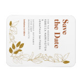 Gold Rust Leaf Terracotta Hochzeit retten das Datu Magnet (Horizontal)