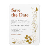 Gold Rust Leaf Terracotta Hochzeit retten das Datu Magnet (Vertikal)