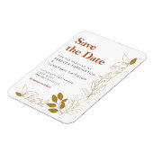 Gold Rust Leaf Terracotta Hochzeit retten das Datu Magnet (Linke Seite)