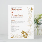 Gold Rust Leaf Terracotta Wedding Program Card Programm (Stehend Vorderseite)