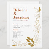 Gold Rust Leaf Terracotta Wedding Program Card Programm (Vorne/Hinten)