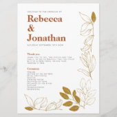 Gold Rust Leaf Terracotta Wedding Program Card Programm (Vorderseite)