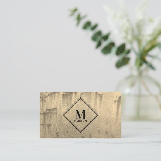 Gold Rust Metallic Texture Monogram Visitenkarte (Stehend Vorderseite)