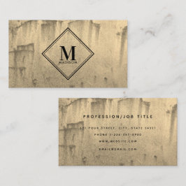 Gold Rust Metallic Texture Monogram Visitenkarte