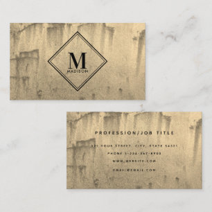 Gold Rust Metallic Texture Monogram Visitenkarte