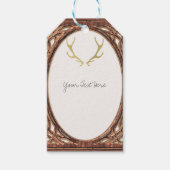 Gold Rustic Antlers Glam Bauernhof Holz Hochzeit Geschenkanhänger (Vorderseite)