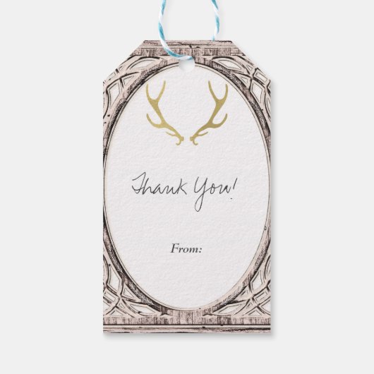 Gold Rustic Antlers Glam Farmhouse Gastgeschenk Ho Geschenkanhänger (Rückseite)