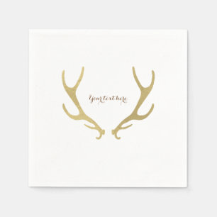 Gold Rustic Antlers Woodsy Glam Wedding Party Serviette