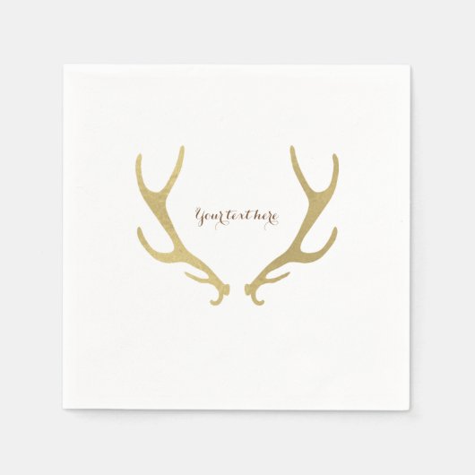 Gold Rustic Antlers Woodsy Glam Wedding Party Serviette (Vorderseite)