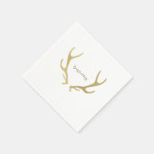 Gold Rustic Antlers Woodsy Glam Wedding Party Serviette (Ecke)