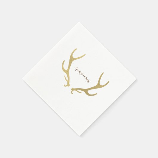 Gold Rustic Antlers Woodsy Glam Wedding Party Serviette (Ecke)