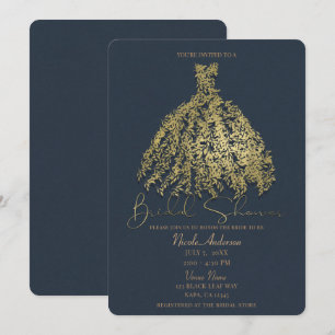 Gold & Rustic Blaues Botanisches Brautkleid für di Einladung