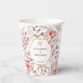 Gold Rustic Boho Chic Fall Wildblumen Hochzeit Pappbecher (Vorderseite)