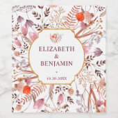 Gold Rustic Boho Chic Fall Wildblumen Hochzeit Weinetikett (Einzelnes Label)