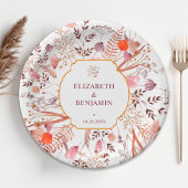 Gold Rustic Boho Chic Fall Wildflowers Wedding Pappteller