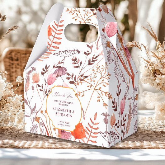 Gold Rustic Boho Chic Wildblumen Hochzeit im Herbs Geschenkschachtel