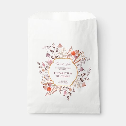 Gold Rustic Boho Chic Wildflower Wedding Thank You Geschenktütchen (Vorderseite)