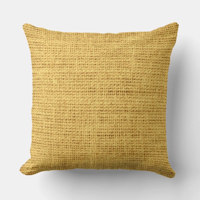 Gold Rustic Burlap Linen Kissen (Vorderseite)
