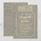 Gold Rustic Burlap Mason Jar Wedding Einladungen (Vorne/Hinten)