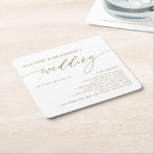 Gold Rustic Elegante Wedding Fun Fakten Napkins Rechteckiger Pappuntersetzer (angewinkelt)