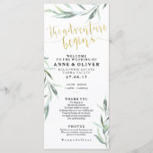 Gold Rustic Eukalyptus Wedding Program Programm (Vorderseite)