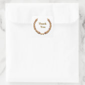 Gold Rustic Laurel Wreath Vielen Dank Quadratischer Aufkleber (Tasche)
