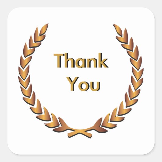 Gold Rustic Laurel Wreath Vielen Dank Quadratischer Aufkleber (Vorderseite)