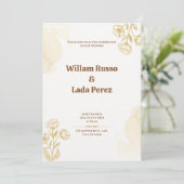 Gold Rustic Wedding Einladung (Stehend Vorderseite)