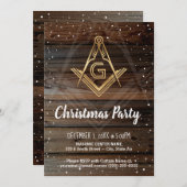 Gold Rustic Woliday Masonic Weihnachtsfest Party Einladung (Vorne/Hinten)